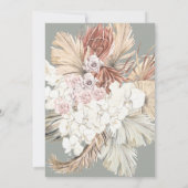 Pampas Wreath Moss Sage Green Monogram Elegant Kaart (Achterkant)