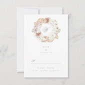 Pampas Wreath Moss Sage Green Monogram Elegant RSVP Kaartje (Voorkant)
