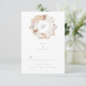 Pampas Wreath Moss Sage Green Monogram Elegant RSVP Kaartje (Staand voorkant)