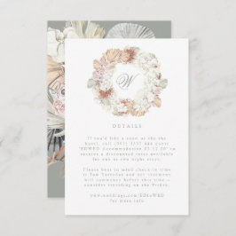 Pampas Wreath Moss Sage Green Monogram Elegant RSVP Kaartje