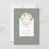 Pampas Wreath Moss Sage Green Monogram Simple RSVP Kaartje (Voorkant)