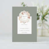 Pampas Wreath Moss Sage Green Monogram Simple RSVP Kaartje (Staand voorkant)