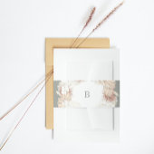 Pampas Wreath Moss Sage Green Monogram Simple Uitnodigingen Wikkel