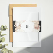Pampas Wreath Onyx Black Premium Elegant Monogram Uitnodigingen Wikkel