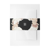 Pampas Wreath Pure Black Premium Elegant Monogram Uitnodigingen Wikkel (Voorkant Voorbeeld)