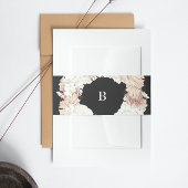 Pampas Wreath Pure Black Premium Elegant Monogram Uitnodigingen Wikkel