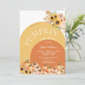 Pampas Zonnebloem Pompoen is op de weg baby shower Kaart (Staand voorkant)