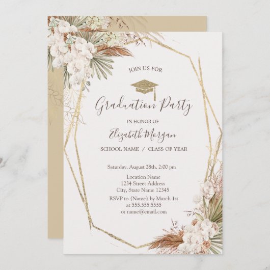 Pampasbloemen, Afstudeerder Pet, Afstuderen Kaart (Voorkant / Achterkant)