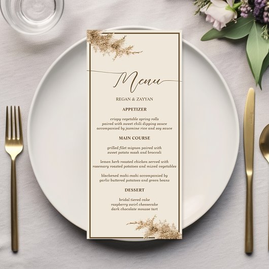 Pampasgras Aards Boheemse Exotische Bruiloft Menu