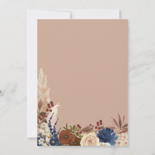 Pampasgras Aquarel Bloem Boho Bruiloft Kaart (Achterkant)