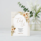 Pampasgras aquarel boho  bedankkaart (Staand voorkant)