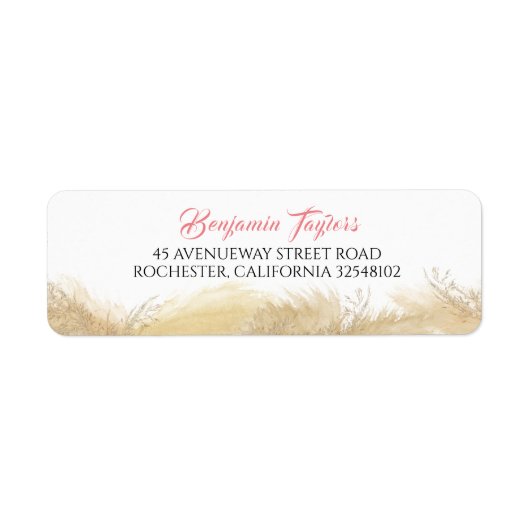 Pampasgras Aquarel Exotisch Etiket (Voorkant)