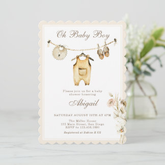 Pampasgras Babyjongen Kleertjeslijn Baby Shower Kaart