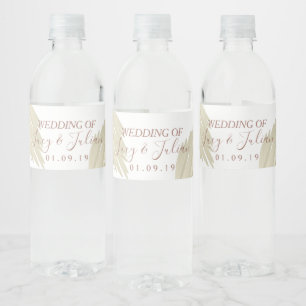 Pampasgras Beige Boheem Huwelijk Waterfles Etiket