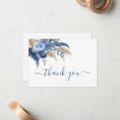 Pampasgras blauwe bedankkaart notitiekaartje (Voorkant / Achterkant in situ)