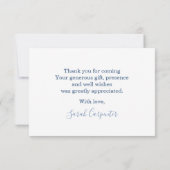 Pampasgras blauwe bedankkaart notitiekaartje (Achterkant)