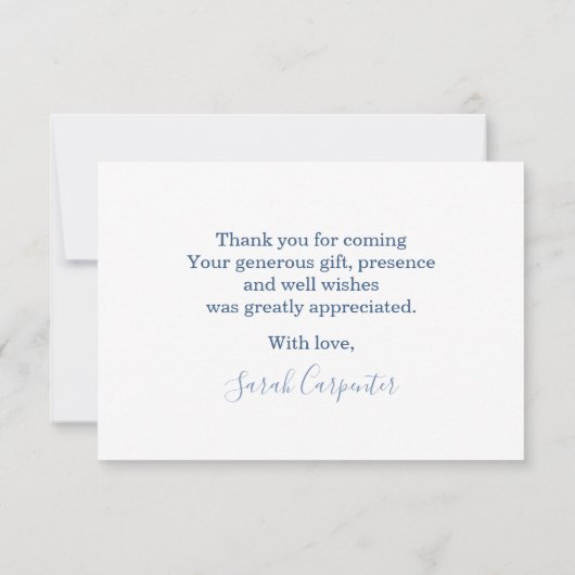 Pampasgras blauwe bedankkaart notitiekaartje (Achterkant)