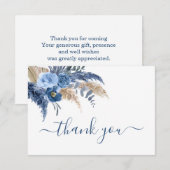 Pampasgras blauwe bedankkaart notitiekaartje (Voorkant / Achterkant)