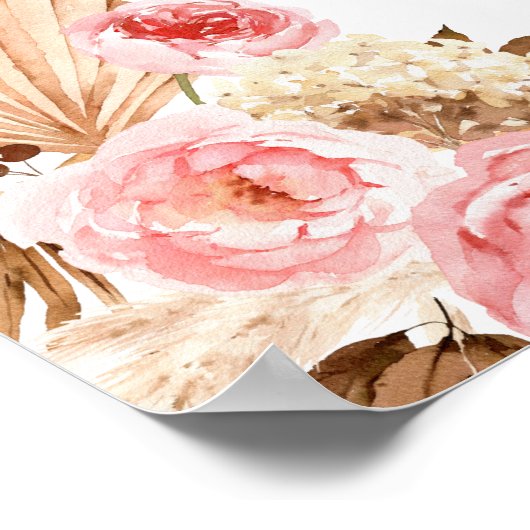 Pampasgras Bloem Boho Tafel zitplaatskaart Poster (Hoek)