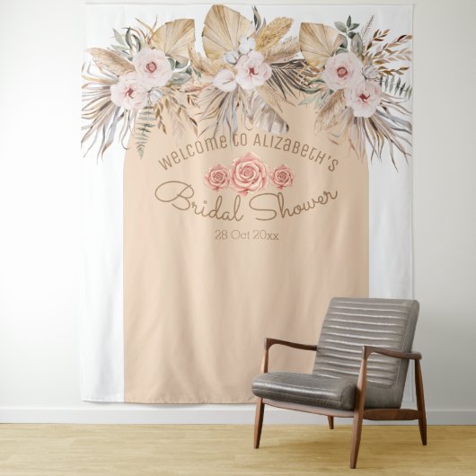 Pampasgras bloem bruidsdouche bruiloften bruid wandkleed (In situ)