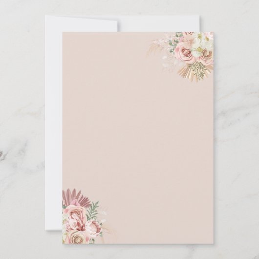 Pampasgras Bloem Eerste Heilige Communie Menu Kaart (Achterkant)