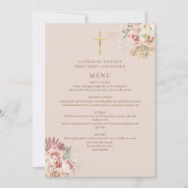 Pampasgras Bloem Eerste Heilige Communie Menu Kaart
