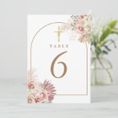 Pampasgras Bloem Goud Kruis Tafel Nummers Kaart (Staand voorkant)