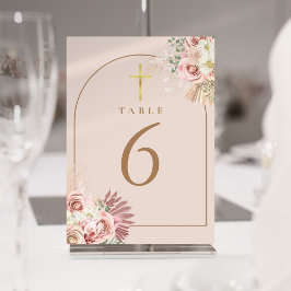 Pampasgras Bloem Gouden Kruis Tafel Nummers Kaart