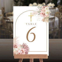 Pampasgras Bloem Gouden Kruis Tafel Nummers Kaart