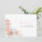 Pampasgras Bloem Roze Bruiloft Dank Je Bedankkaart (Staand voorkant)