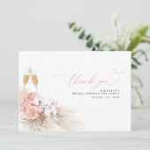 Pampasgras Bloem Roze Bruiloft Dank Je Bedankkaart (Staand voorkant)