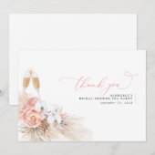 Pampasgras Bloem Roze Bruiloft Dank Je Bedankkaart (Voorkant / Achterkant)