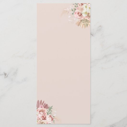 Pampasgras Bloemen Eerste Heilige Communie Menu (Achterkant)