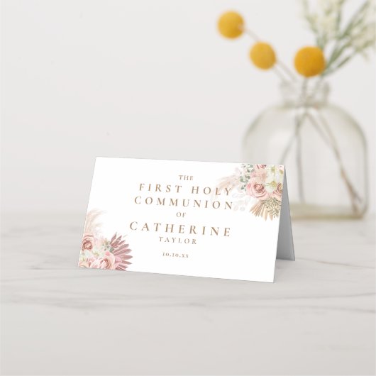 Pampasgras Bloemen Eerste Heilige Communie Plaatskaartje (Achterkant)