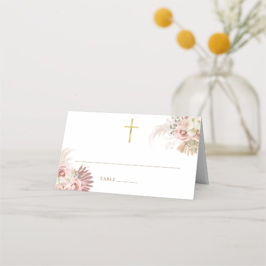 Pampasgras Bloemen Eerste Heilige Communie Plaatskaartje (Voorkant)