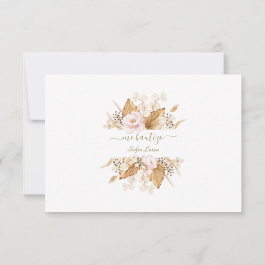 Pampasgras Bloemen Gracias con Oración Bautizo Bedankkaart (Achterkant)