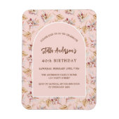 Pampasgras bloemengoud roos verjaardagsuitnodiging magneet (Verticaal)