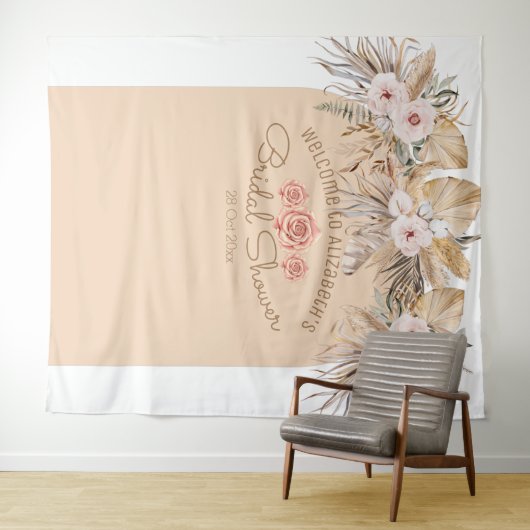 Pampasgras bloemige bruidsdouche bruiloften bruid wandkleed (In Situ (horizontaal))