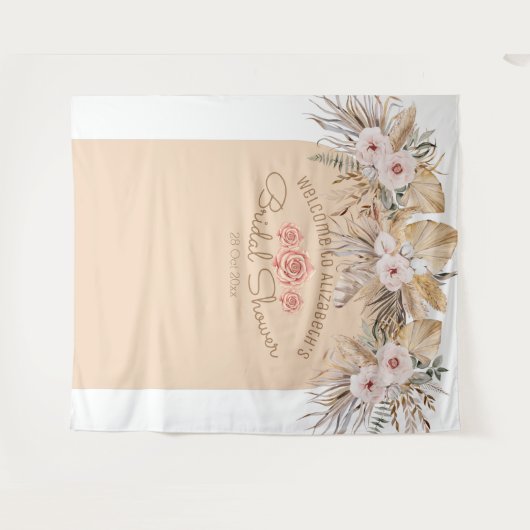 Pampasgras bloemige bruidsdouche bruiloften bruid wandkleed (Voorkant (horizontaal))