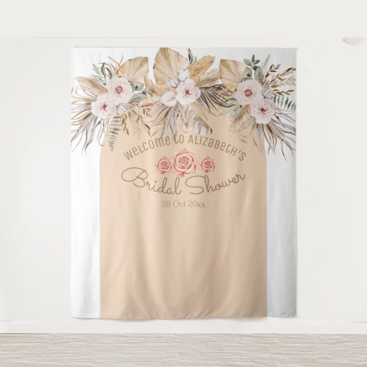 Pampasgras bloemige bruidsdouche bruiloften bruid wandkleed (Voorkant)