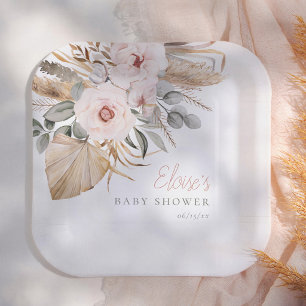 Pampasgras Boheemien Woestijnmeisje Baby Shower Papieren Bordje