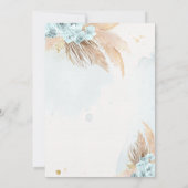 Pampasgras Boheems Zee Blauw Baby shower Kaart (Achterkant)