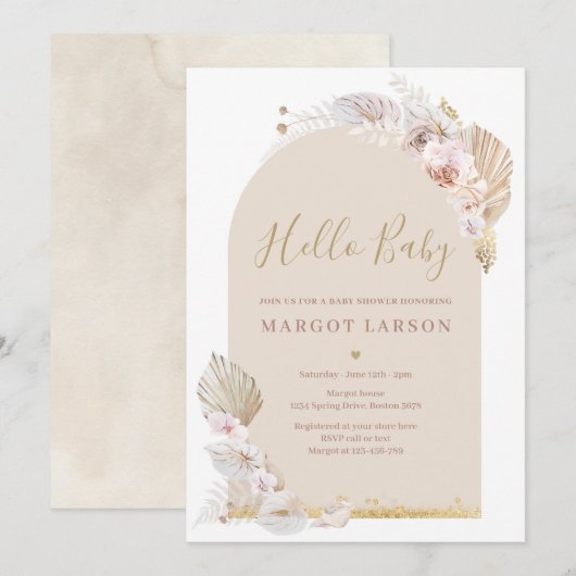 Pampasgras Boheemse Boog Woestijn Baby Shower Kaart (Voorkant / Achterkant)