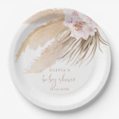 Pampasgras bohemien baby shower papieren bordje (Voorkant)