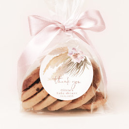 Pampasgras bohemien baby shower ronde sticker