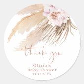 Pampasgras bohemien baby shower ronde sticker (Voorkant)