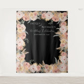 Pampasgras Boho Bloem Roze Rozen Bruiloft Wandkleed (Voorkant)