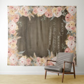 Pampasgras Boho Bloem Roze Rustieke Houten Bruilof Wandkleed (In Situ (horizontaal))