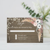 Pampasgras Boho Blush Bloem Twinkellicht RSVP Kaartje (Staand voorkant)