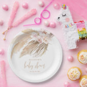 Pampasgras boho bohemian baby shower papieren bordje (Feest)